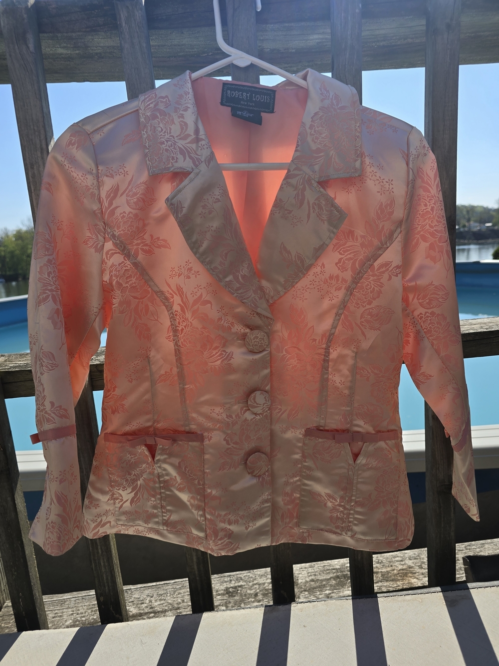 Women's Pink Satin Brocade Blazer